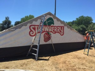 Up goes the Strawberry logo